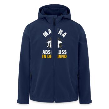 MATURA ABSCHLUSS IN DER HAND Lustiges Maturanten - Recycelte Männer Softshell-Jacke von Stanley/Stella - Navy - Vorne - AI Model Male 185 light (185cm)