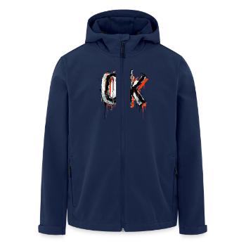 design expressif Ok Graffiti en blanc et - Veste softshell homme en polyester recyclé Stanley/Stella - marine - Devant - AI Model Male 185 light (185cm)
