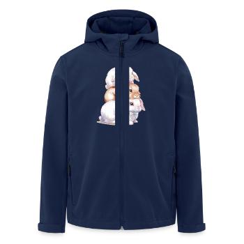 Niedliche Kaninchen Stapel für Kaninchenliebhaber - Recycelte Männer Softshell-Jacke von Stanley/Stella - Navy - Vorne - AI Model Male 185 light (185cm)