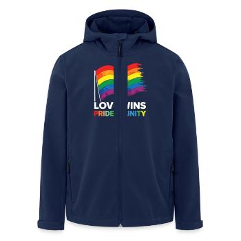 Love Wins Pride Outfit – Regenbogen LGBTQ+ Design - Recycelte Männer Softshell-Jacke von Stanley/Stella - Navy - Vorne - AI Model Male 185 light (185cm)