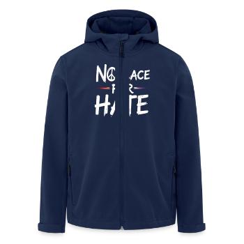 No Place for Hate Message of Peace Against Hate - Men’s Recycled Softshell Jacket by Stanley/Stella - navy - Front - AI Model Male 185 light (185cm)