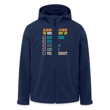 ABSCHLUSS MEIN PLAN GEHT AUF WELTHERRSCHAFT Lustig - Recycelte Männer Softshell-Jacke von Stanley/Stella - Navy - Vorne - AI Model Male 185 light (185cm)