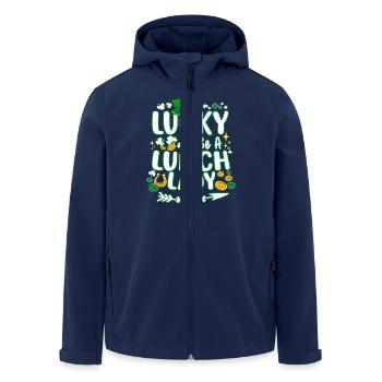 St. Patrick's Day Shirt, Lucky To Be A Lunch Lady - Men’s Recycled Softshell Jacket by Stanley/Stella - navy - Front - AI Model Male 185 light (185cm)