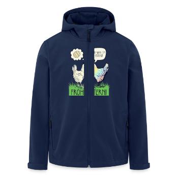 Lustiges buntes Huhn Frohe Ostern Osterei - Recycelte Männer Softshell-Jacke von Stanley/Stella - Navy - Vorne - AI Model Male 185 light (185cm)