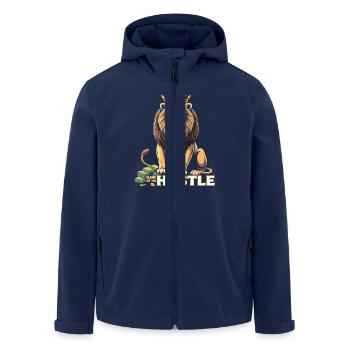 Hustle King – Löwen Löwe Gewinner & Macher - Recycelte Männer Softshell-Jacke von Stanley/Stella - Navy - Vorne - AI Model Male 185 light (185cm)