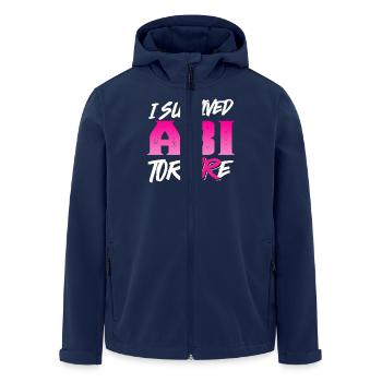 Abiturienten I SURVIVED ABI TORTURE Lustiges - Recycelte Männer Softshell-Jacke von Stanley/Stella - Navy - Vorne - AI Model Male 185 light (185cm)