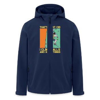 Climbing and Knowledge: Wall Climber Saying - Men’s Recycled Softshell Jacket by Stanley/Stella - navy - Front - AI Model Male 185 light (185cm)