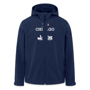 J’aime Chicago États-Unis Heart Flag Golden Gate Bridge - Veste softshell homme en polyester recyclé Stanley/Stella - marine - Devant - AI Model Male 185 light (185cm)