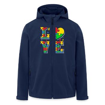 Autism Autistic Love - Men’s Recycled Softshell Jacket by Stanley/Stella - navy - Front - AI Model Male 185 light (185cm)