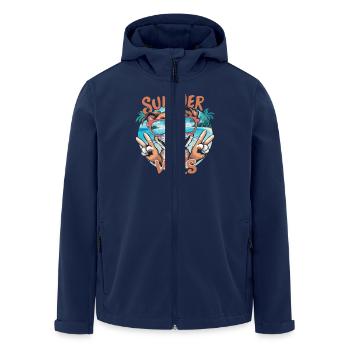 Ambiance estivale chien sur la plage avec des lunettes de soleil pour - Veste softshell homme en polyester recyclé Stanley/Stella - marine - Devant - AI Model Male 185 light (185cm)