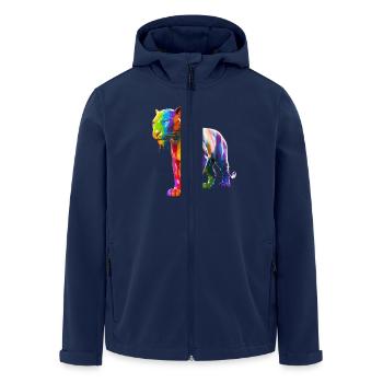 Farbspritzer Tiger mit Lebendigen Farben und - Recycelte Männer Softshell-Jacke von Stanley/Stella - Navy - Vorne - AI Model Male 185 light (185cm)