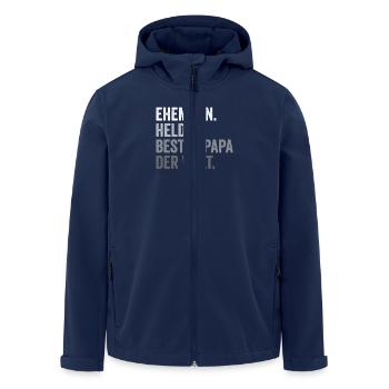 Ehemann Held bester Papa der Welt Vater Vatertag - Recycelte Männer Softshell-Jacke von Stanley/Stella - Navy - Vorne - AI Model Male 185 light (185cm)