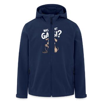 Was Ist Mit Gassi? Lustiger Hund Fragt Nach - Recycelte Männer Softshell-Jacke von Stanley/Stella - Navy - Vorne - AI Model Male 185 light (185cm)
