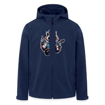 Waschbär Rock and Roll Gitarrist E Gitarre - Recycelte Männer Softshell-Jacke von Stanley/Stella - Navy - Vorne - AI Model Male 185 light (185cm)