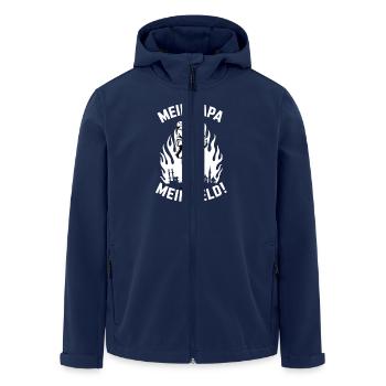 Papa, mein Held – Feuerwehrmann - Recycelte Männer Softshell-Jacke von Stanley/Stella - Navy - Vorne - AI Model Male 185 light (185cm)