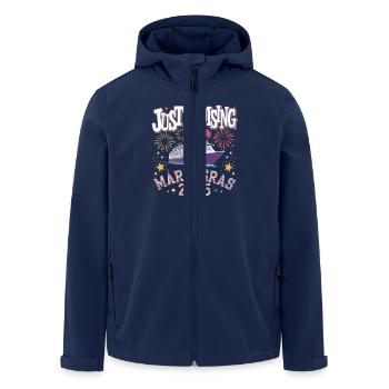 Just Cruising Mardi Gras 2025 Cruise Fun - Men’s Recycled Softshell Jacket by Stanley/Stella - navy - Front - AI Model Male 185 light (185cm)