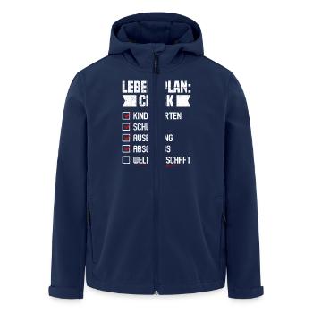 Abitur LEBENSPLAN CHECK WELTHERRSCHAFT Lustiges - Recycelte Männer Softshell-Jacke von Stanley/Stella - Navy - Vorne - AI Model Male 185 light (185cm)