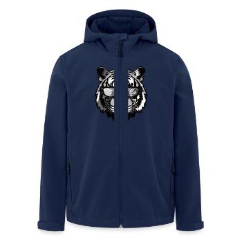 Tiger Kopf Porträt Cool - Recycelte Männer Softshell-Jacke von Stanley/Stella - Navy - Vorne - AI Model Male 185 light (185cm)