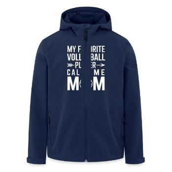 Volleyball Mom Saying Volleyball Mom - Men’s Recycled Softshell Jacket by Stanley/Stella - navy - Front - AI Model Male 185 light (185cm)
