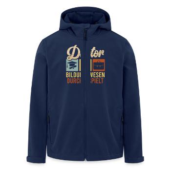 DOKTOR BILDUNGSWESEN DURCHGESPIELT Doktor Lustig - Recycelte Männer Softshell-Jacke von Stanley/Stella - Navy - Vorne - AI Model Male 185 light (185cm)
