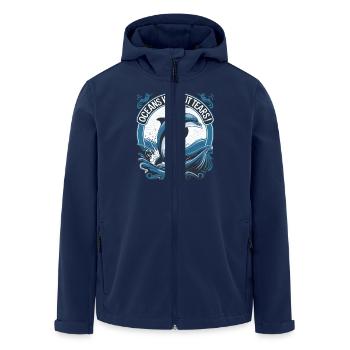 Oceans Without Tears Dolphine - Recycelte Männer Softshell-Jacke von Stanley/Stella - Navy - Vorne - AI Model Male 185 light (185cm)
