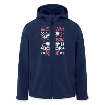 Doktortitel IM ZWEIFEL HAT FRAU DOKTOR RECHT - Recycelte Männer Softshell-Jacke von Stanley/Stella - Navy - Vorne - AI Model Male 185 light (185cm)