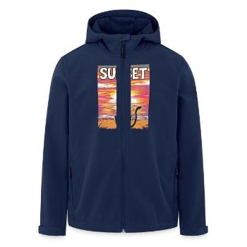 Friedlicher Sonnenuntergang Katze für eine - Recycelte Männer Softshell-Jacke von Stanley/Stella - Navy - Vorne - AI Model Male 185 light (185cm)