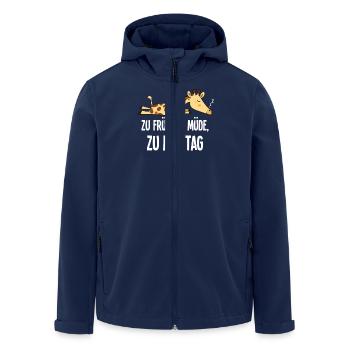 Giraffe Morgenmuffel Zu Früh Zu Müde Zu Montag - Recycelte Männer Softshell-Jacke von Stanley/Stella - Navy - Vorne - AI Model Male 185 light (185cm)