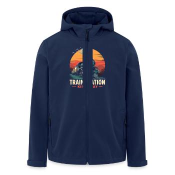 Train Ride -locomotive Adventure - Men’s Recycled Softshell Jacket by Stanley/Stella - navy - Front - AI Model Male 185 light (185cm)