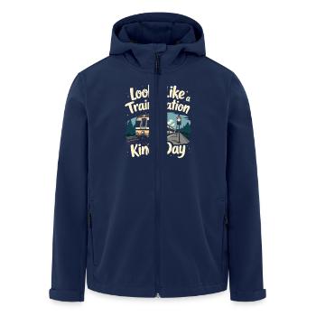 Train Ride -locomotive Adventure - Men’s Recycled Softshell Jacket by Stanley/Stella - navy - Front - AI Model Male 185 light (185cm)