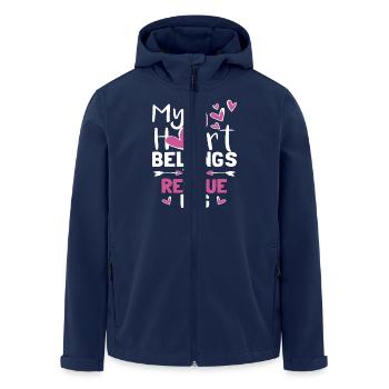 My Heart Belongs To A Rescue Dog - Men’s Recycled Softshell Jacket by Stanley/Stella - navy - Front - AI Model Male 185 light (185cm)