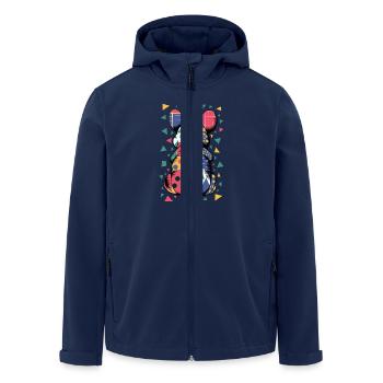 Colorful Geometric Animal Pattern Patchwork Look - Men’s Recycled Softshell Jacket by Stanley/Stella - navy - Front - AI Model Male 185 light (185cm)