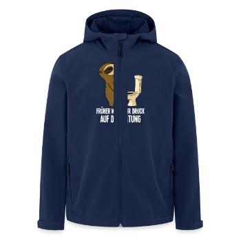 Sloth humor used to put more pressure on the line - Men’s Recycled Softshell Jacket by Stanley/Stella - navy - Front - AI Model Male 185 light (185cm)