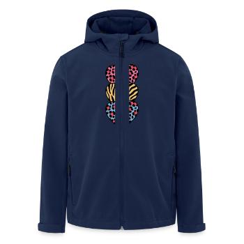 Bunte Tiermuster Herzen Design für Tierliebhaber - Recycelte Männer Softshell-Jacke von Stanley/Stella - Navy - Vorne - AI Model Male 185 light (185cm)