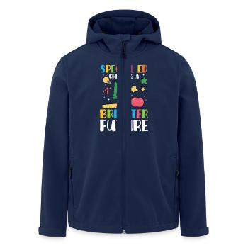 Special education creates a brighter future with - Men’s Recycled Softshell Jacket by Stanley/Stella - navy - Front - AI Model Male 185 light (185cm)