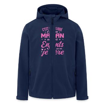 Fête des Mères - Maman avec trois Enfants - Veste softshell homme en polyester recyclé Stanley/Stella - marine - Devant - AI Model Male 185 light (185cm)