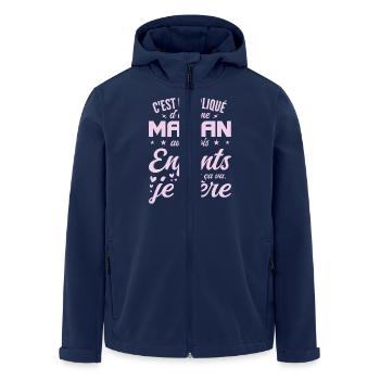 Fête des Mères - Maman avec trois Enfants - Veste softshell homme en polyester recyclé Stanley/Stella - marine - Devant - AI Model Male 185 light (185cm)