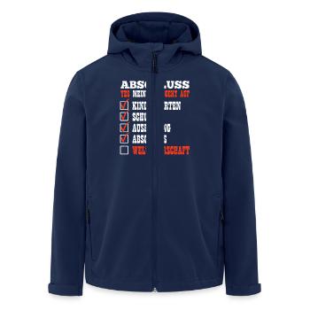 ABSCHLUSS MEIN PLAN GEHT AUF WELTHERRSCHAFT Lustig - Recycelte Männer Softshell-Jacke von Stanley/Stella - Navy - Vorne - AI Model Male 185 light (185cm)