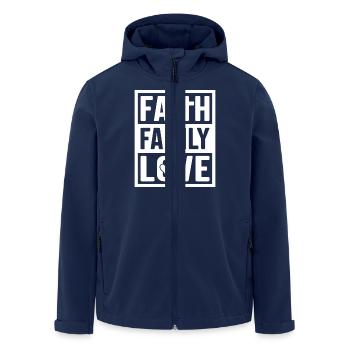 Foi, Famille, Amour - Veste softshell homme en polyester recyclé Stanley/Stella - marine - Devant - AI Model Male 185 light (185cm)