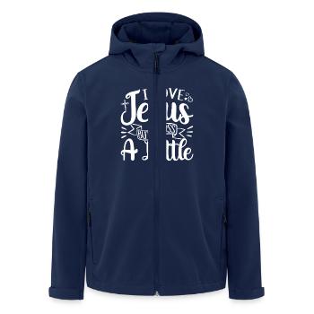 I love Jesus but i cuss a little - Men’s Recycled Softshell Jacket by Stanley/Stella - navy - Front - AI Model Male 185 light (185cm)