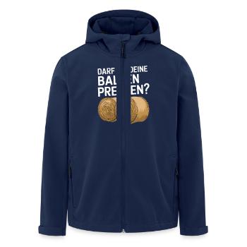 Darf Ich Deine Ballen Pressen? Bauer, Heuernte, - Recycelte Männer Softshell-Jacke von Stanley/Stella - Navy - Vorne - AI Model Male 185 light (185cm)