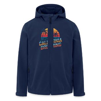 California Dreaming Sonnenuntergang Palmen Skyline - Recycelte Männer Softshell-Jacke von Stanley/Stella - Navy - Vorne - AI Model Male 185 light (185cm)