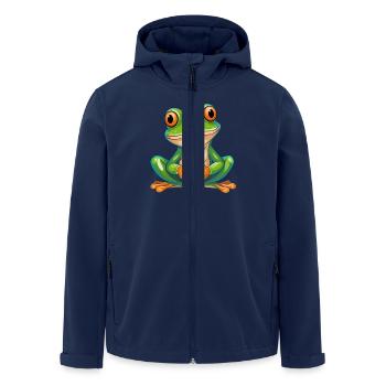 Fröhlicher Frosch Mit Großen Augen Im Cartoon-Stil - Recycelte Männer Softshell-Jacke von Stanley/Stella - Navy - Vorne - AI Model Male 185 light (185cm)