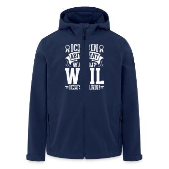 Abitur BIN ABITURIENT WEIL ICH'S KANN Abi Lustiges - Recycelte Männer Softshell-Jacke von Stanley/Stella - Navy - Vorne - AI Model Male 185 light (185cm)