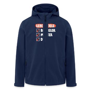 Doktorarbeit LEBENSZIELE Doktor Lustiges - Recycelte Männer Softshell-Jacke von Stanley/Stella - Navy - Vorne - AI Model Male 185 light (185cm)