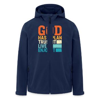 God Has A Plan Trust It Love It Enjoy It - Men’s Recycled Softshell Jacket by Stanley/Stella - navy - Front - AI Model Male 185 light (185cm)