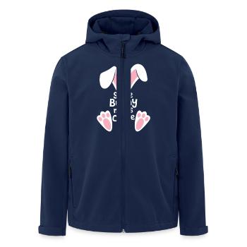 Lustiger Osterhase Kaffee Spruch - Recycelte Männer Softshell-Jacke von Stanley/Stella - Navy - Vorne - AI Model Male 185 light (185cm)