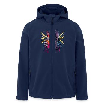Schädel mit Flammendem Herz und Blitzen - Recycelte Männer Softshell-Jacke von Stanley/Stella - Navy - Vorne - AI Model Male 185 light (185cm)