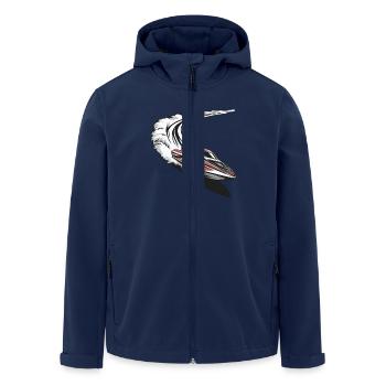 Dynamisches Motorboot Abenteuer auf den Wellen - Recycelte Männer Softshell-Jacke von Stanley/Stella - Navy - Vorne - AI Model Male 185 light (185cm)