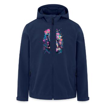 Colored wolf with flowers and geometric shapes - Men’s Recycled Softshell Jacket by Stanley/Stella - navy - Front - AI Model Male 185 light (185cm)